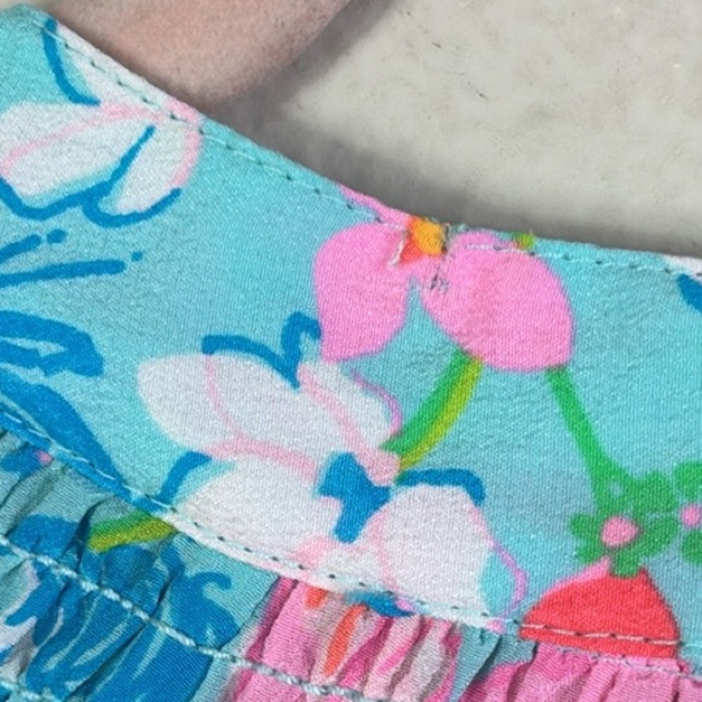 Lilly Pulitzer Elsa 100% Silk Top Blouse in Luscious Lions Surf Blue sz M - Picture 15 of 15